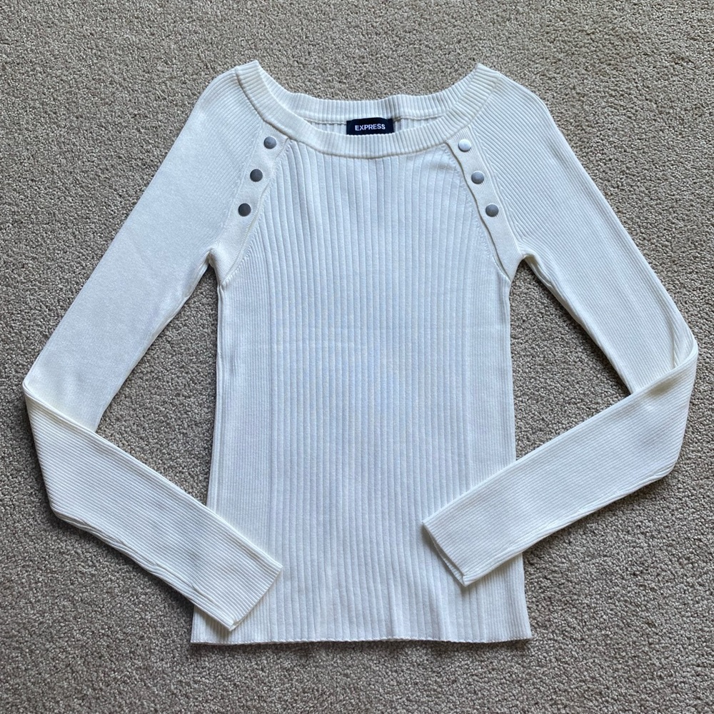 NWOT Women’s Express Cream Ribbed Sweater M